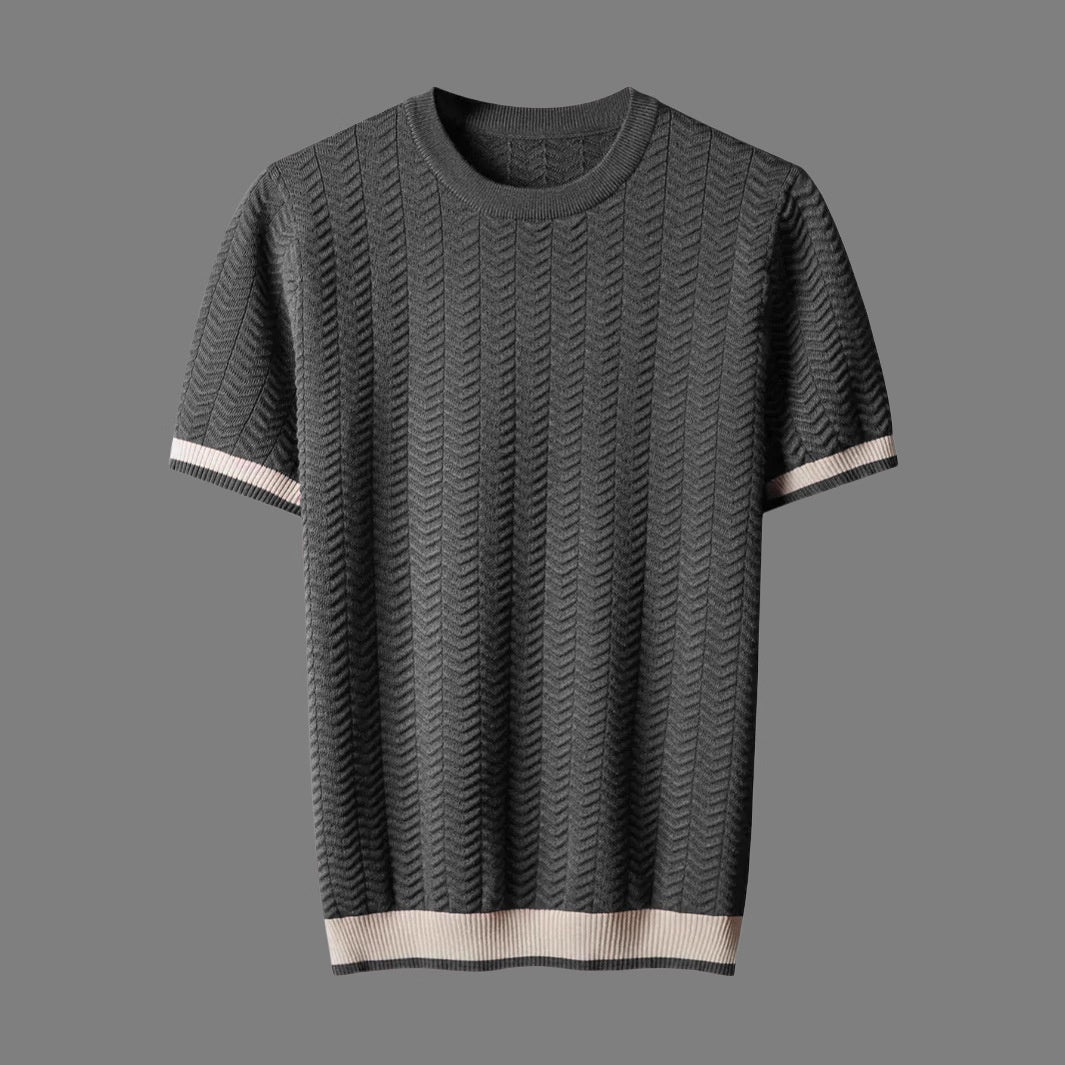 Camiseta slim fit jacquard contraste para hombre