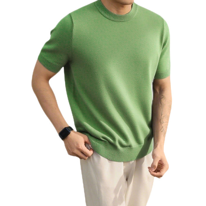 Suéter casual de manga corta para hombre talla grande