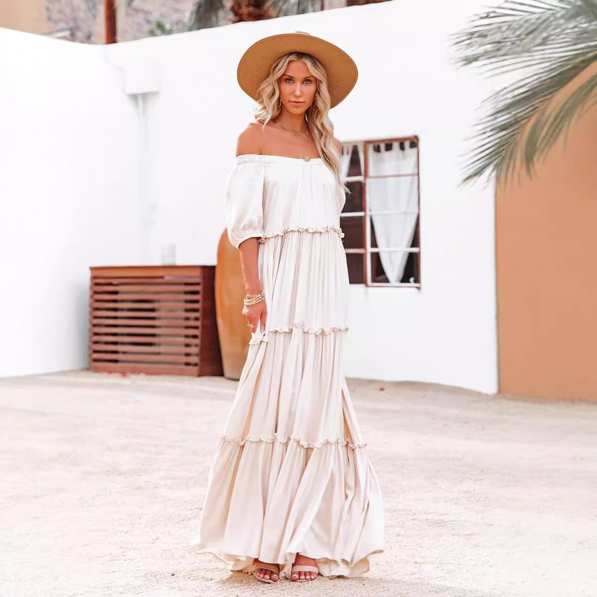 Vestido tipo sling de moda francesa con cintura alta — Estilo sofisticado para oficina