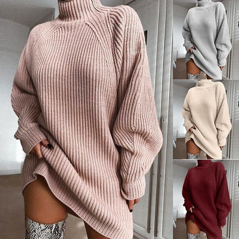 Vestido Suéter de Invierno para Mujer – Largo, Calientito y de Cuello Alto