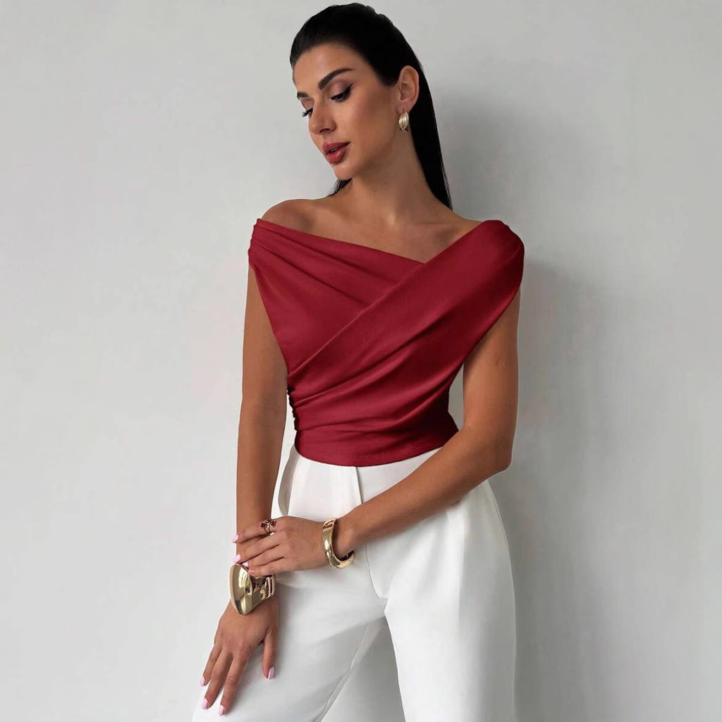 Camiseta sin mangas para mujer, de color sólido y estilo moderno con personalidad.
