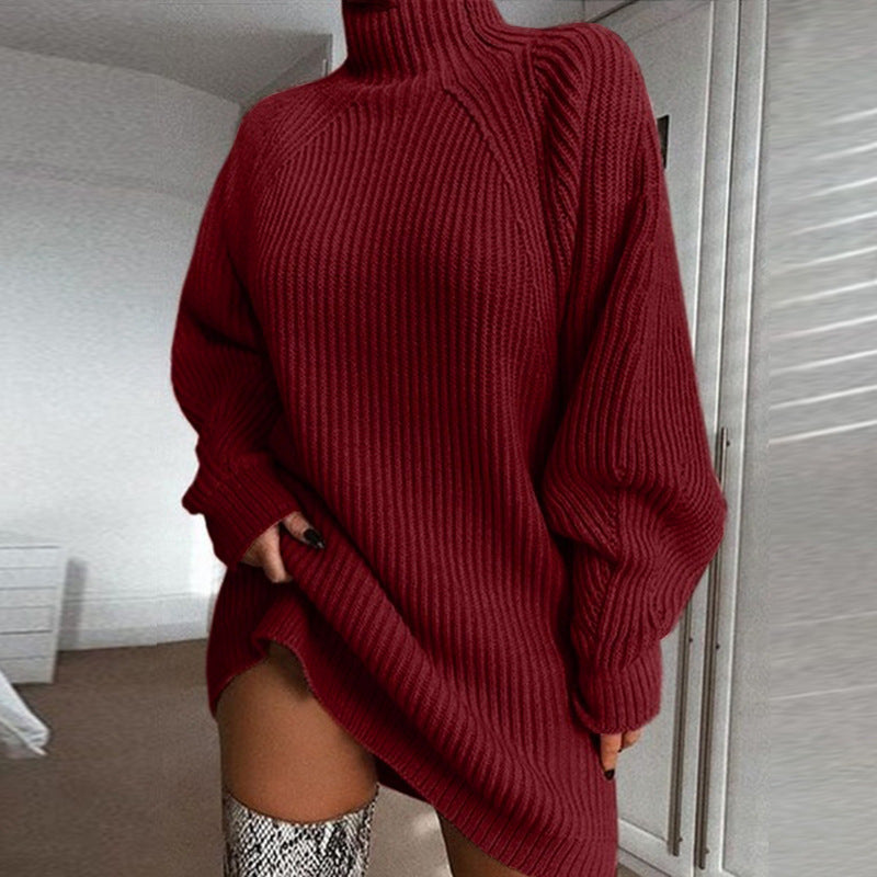 Vestido Suéter de Invierno para Mujer – Largo, Calientito y de Cuello Alto