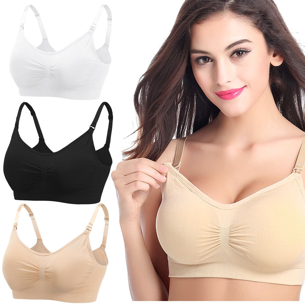 Conjunto de 3 Bras de Lactancia sin Aro – Con Broche Frontal y Diseño Sin Costura