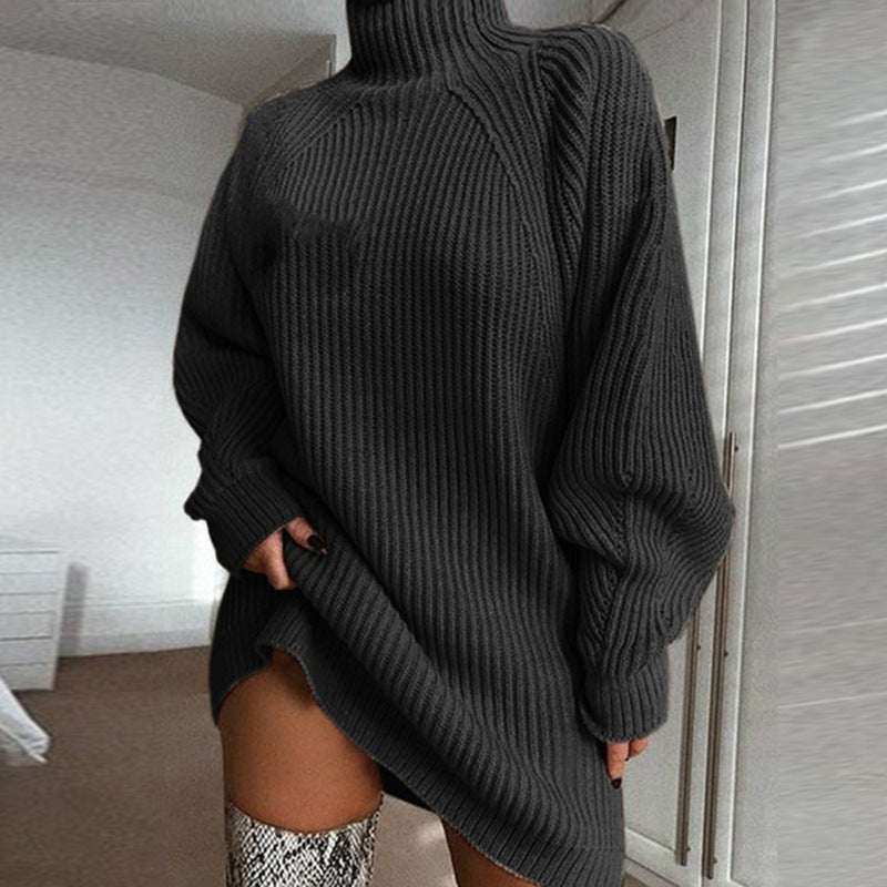 Vestido Suéter de Invierno para Mujer – Largo, Calientito y de Cuello Alto