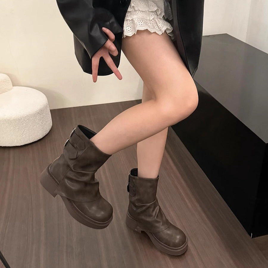 Botas British Street con Mangas Plisadas y Suela Reforzada