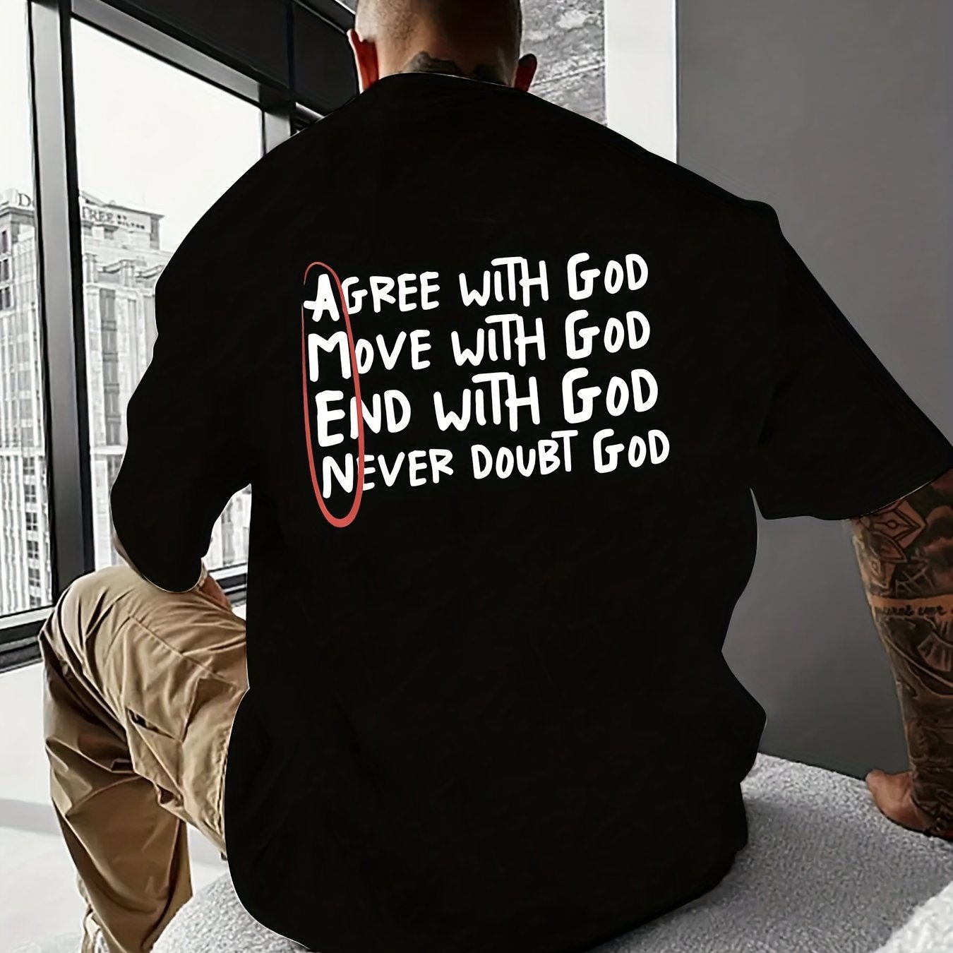 Camiseta casual para hombre con letras, manga corta