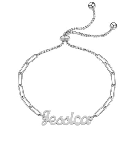 Pulsera Ajustable Personalizada con Nombre en Diseño Clip de Papel