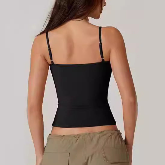 Top corto de tirantes estilo camisola para mujer – tela tipo seda leche