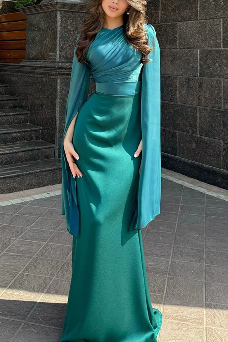 Vestido ajustado de cuello redondo para mujer, estilo elegante