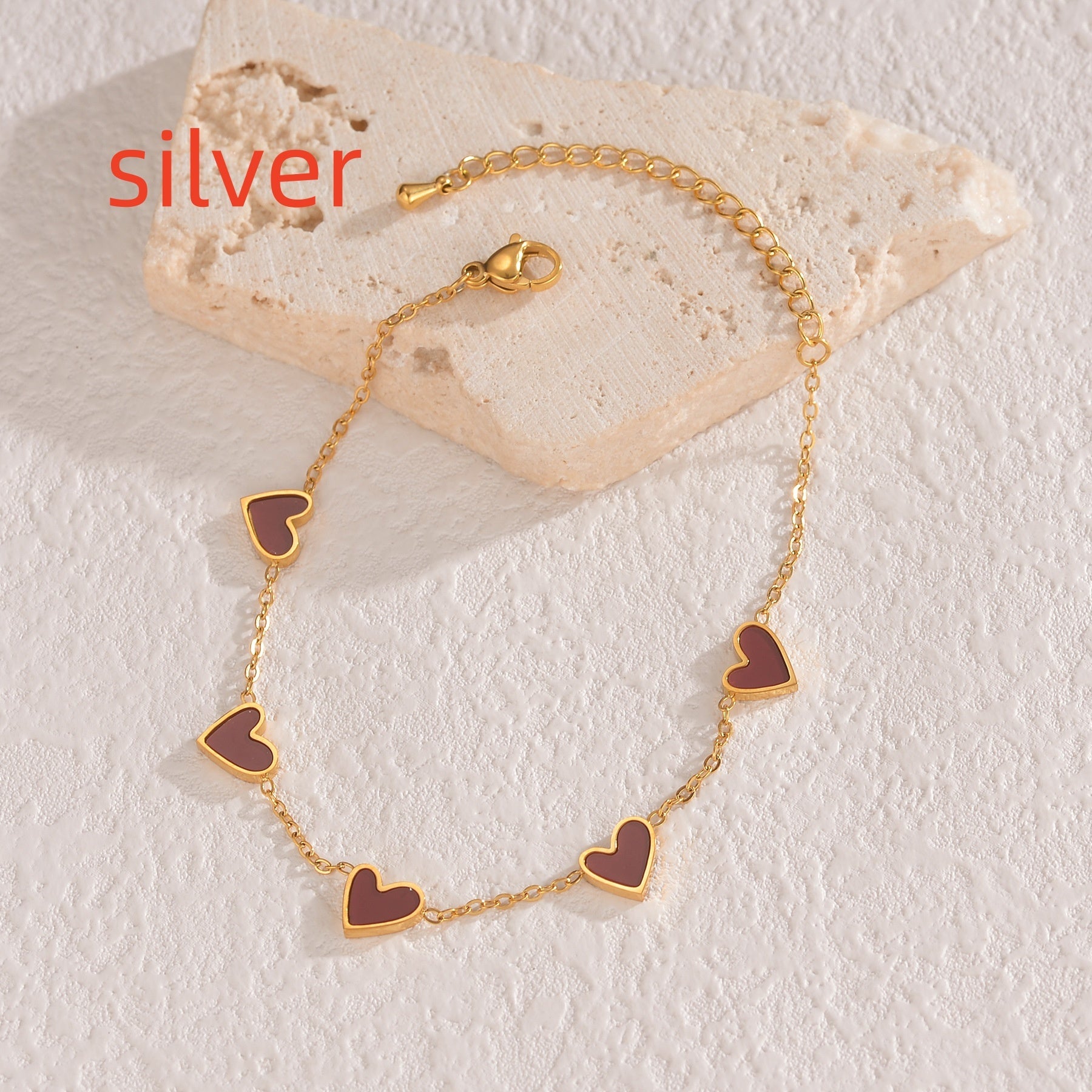 Pulsera “Ins Love” de Acero Inoxidable con Corazón Goteante – Joyería de Moda para San Valentín