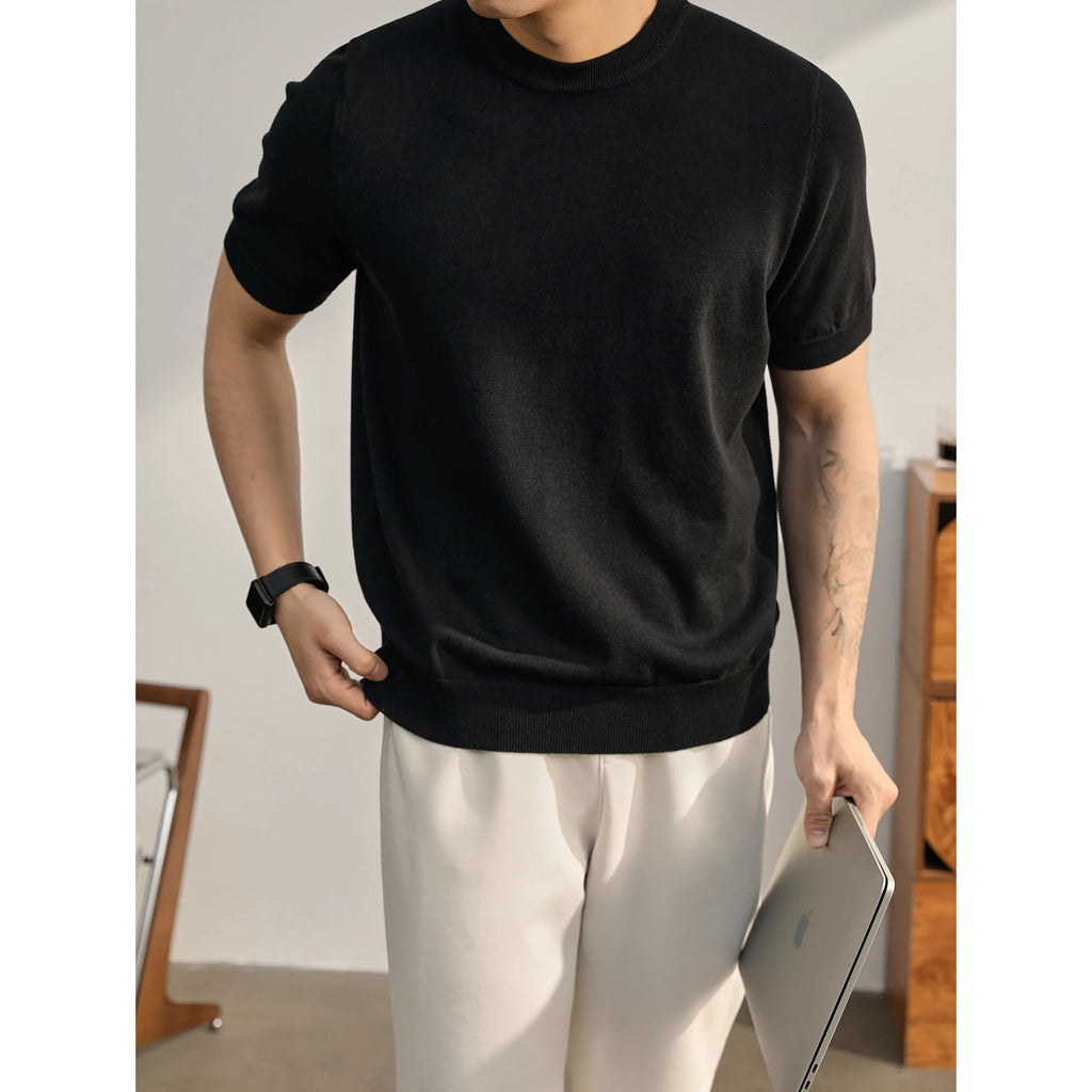 Suéter casual de manga corta para hombre talla grande