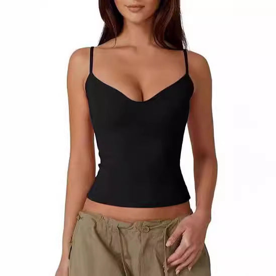 Top corto de tirantes estilo camisola para mujer – tela tipo seda leche