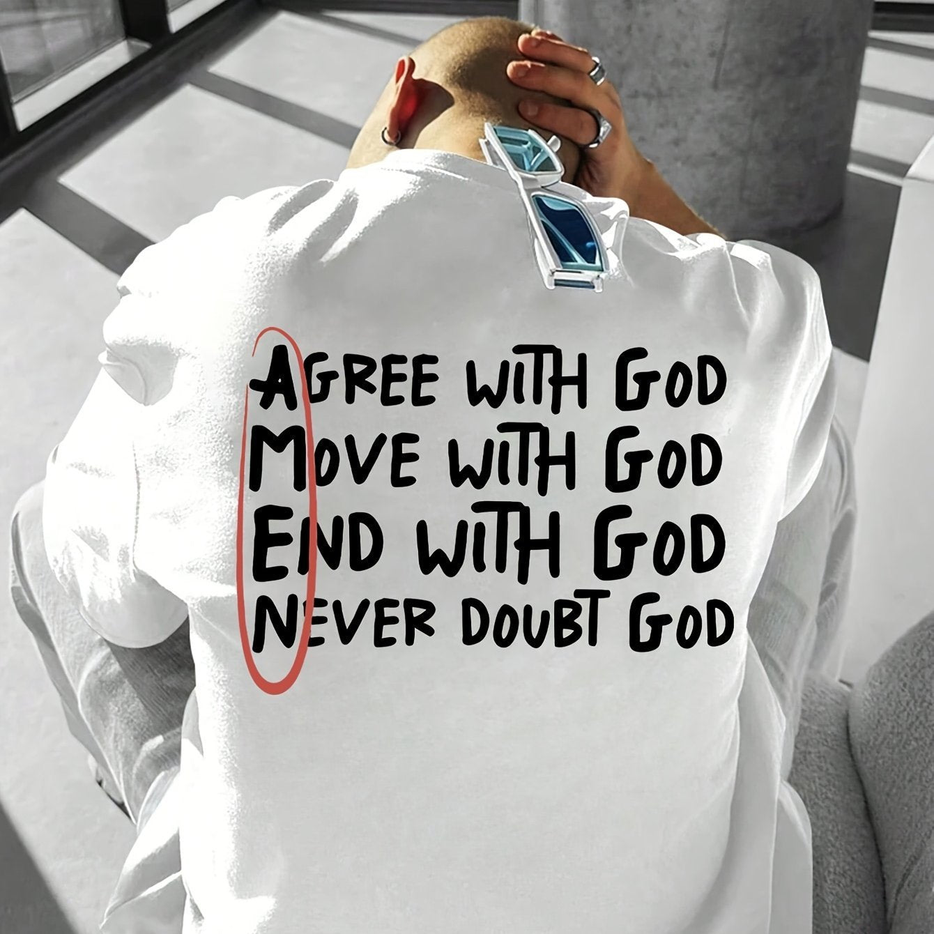 Camiseta casual para hombre con letras, manga corta
