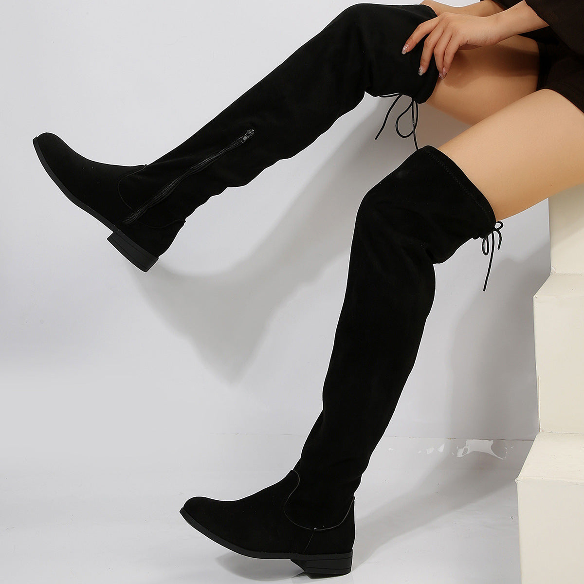 Botas de talla grande para mujer - Botas altas estilo Martin por encima de la rodilla