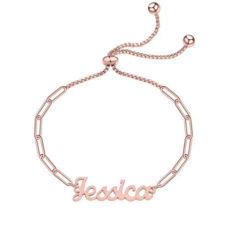 Pulsera Ajustable Personalizada con Nombre en Diseño Clip de Papel
