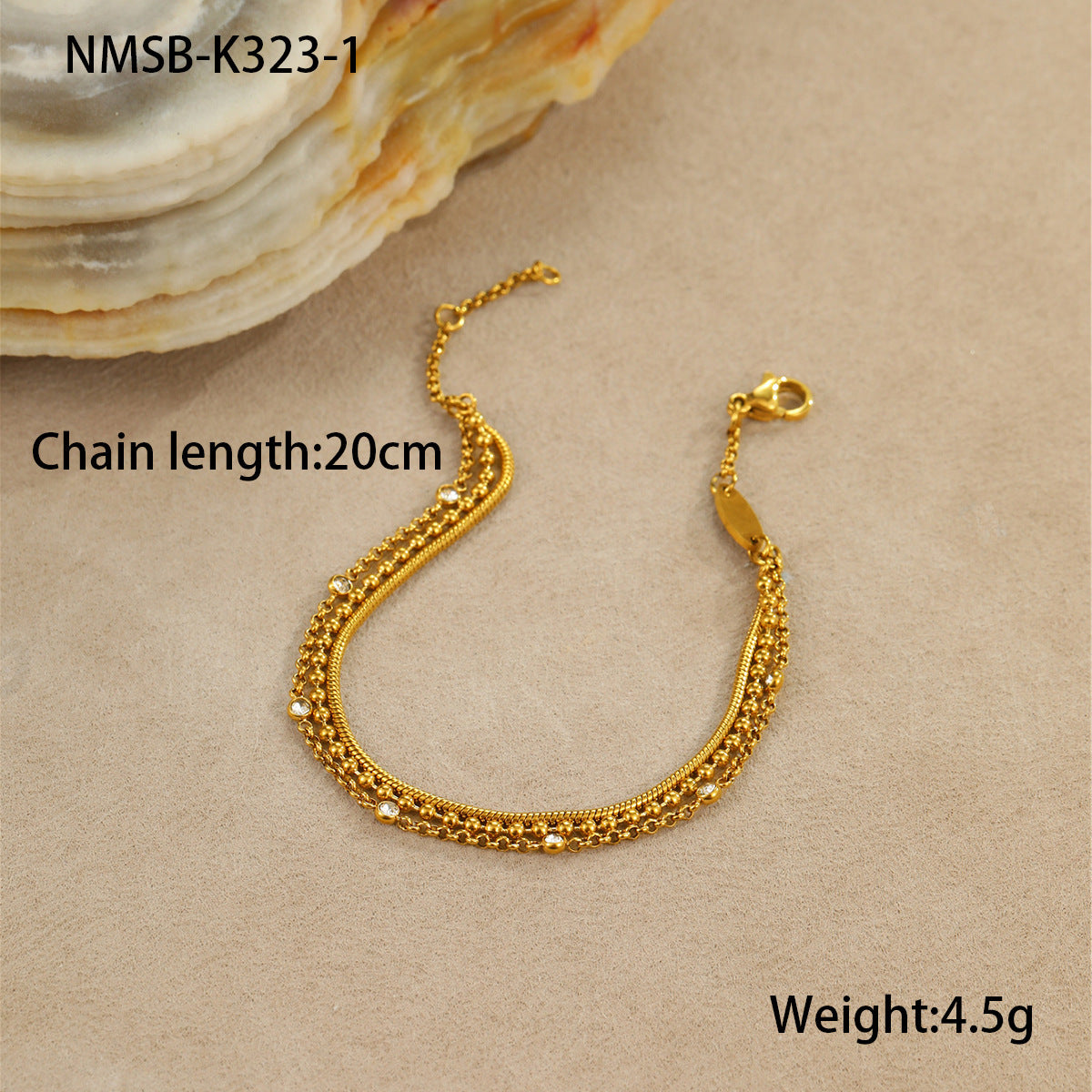 Pulsera Doble de Acero con Circonias