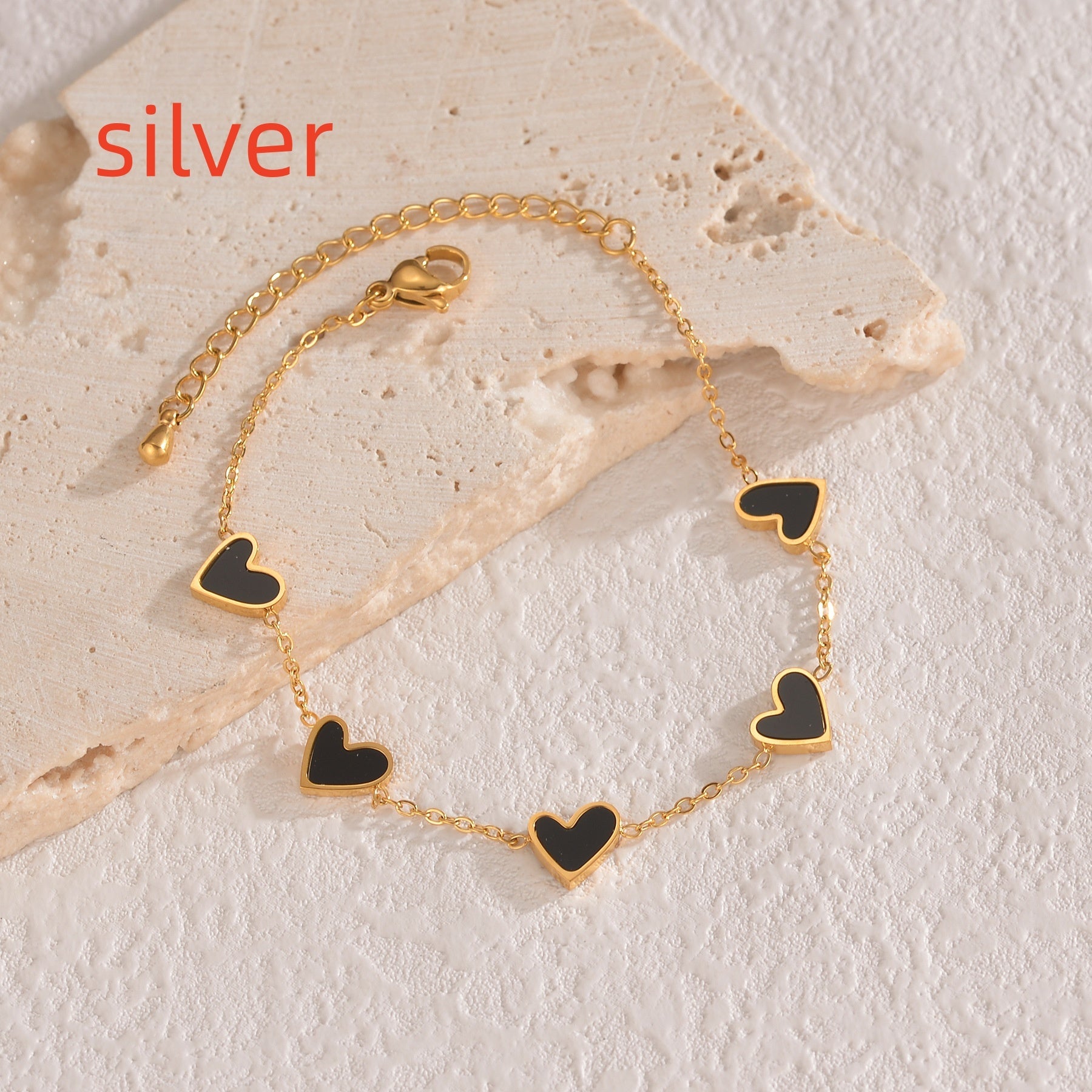 Pulsera “Ins Love” de Acero Inoxidable con Corazón Goteante – Joyería de Moda para San Valentín