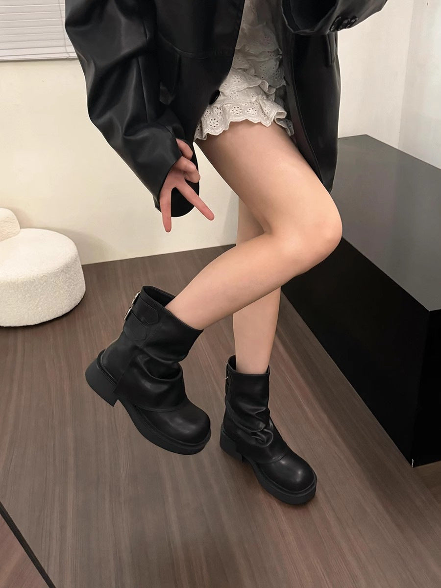 Botas British Street con Mangas Plisadas y Suela Reforzada