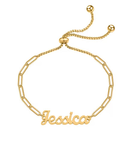 Pulsera Ajustable Personalizada con Nombre en Diseño Clip de Papel