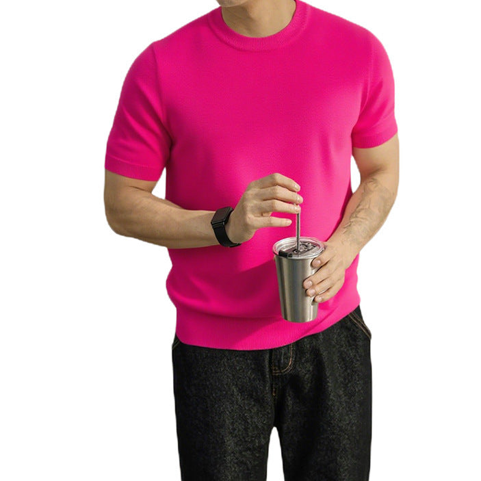 Suéter casual de manga corta para hombre talla grande