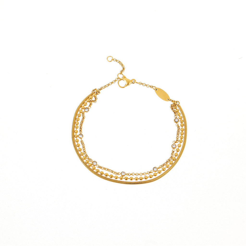 Pulsera Doble de Acero con Circonias