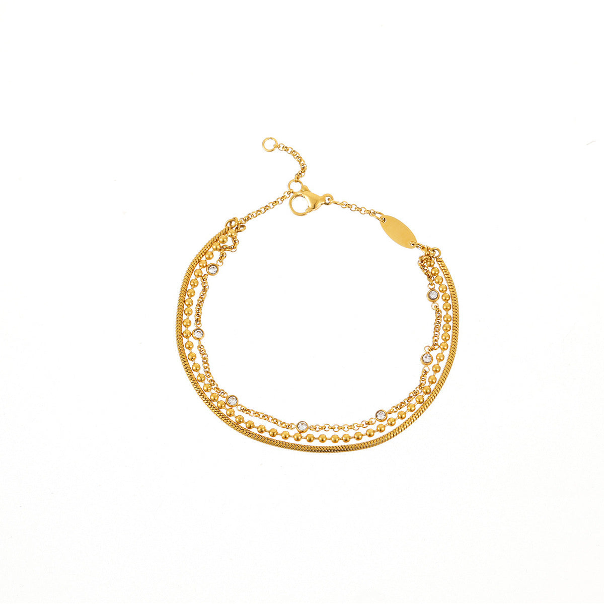 Pulsera Doble de Acero con Circonias