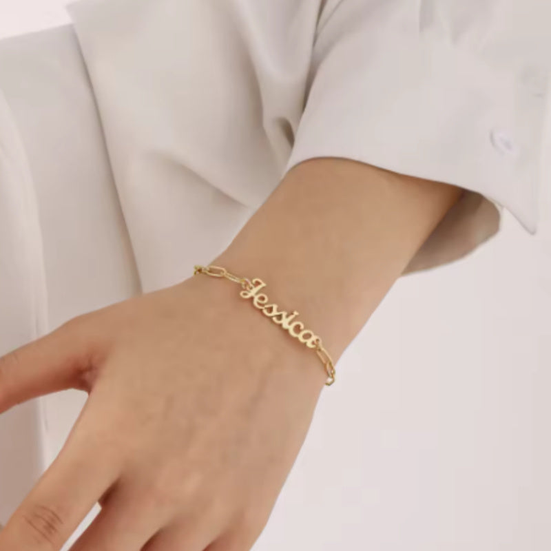 Pulsera Ajustable Personalizada con Nombre en Diseño Clip de Papel