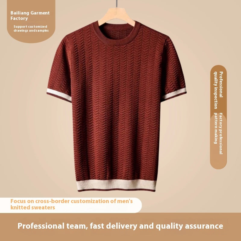 Camiseta slim fit jacquard contraste para hombre