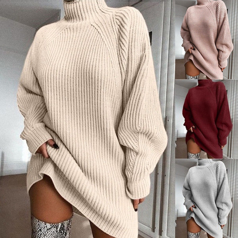 Vestido Suéter de Invierno para Mujer – Largo, Calientito y de Cuello Alto