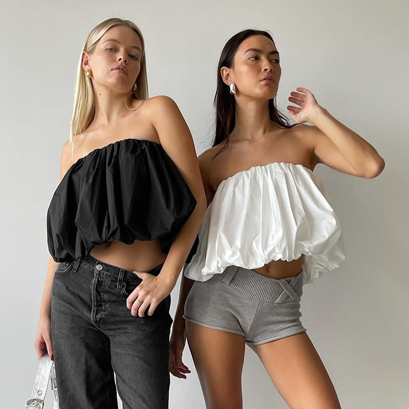 Top tubo reversible y falda a juego de color sólido