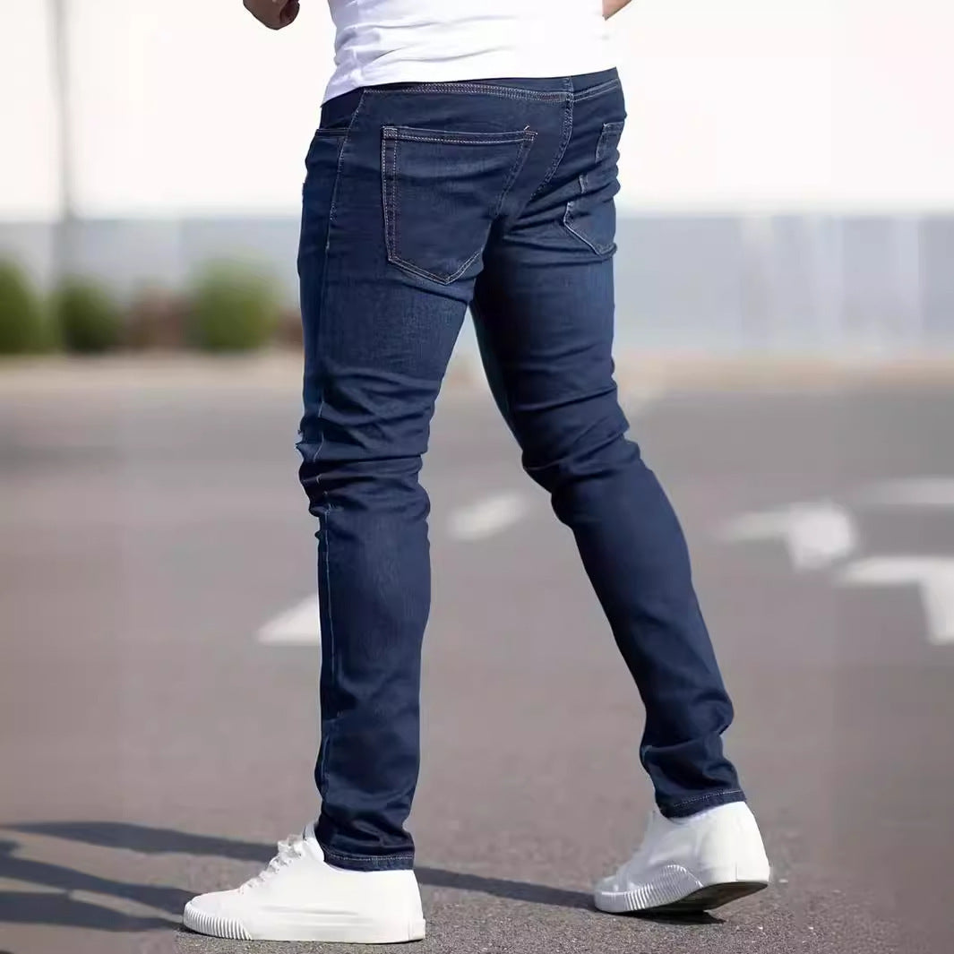 Jeans casual slim desgastados para hombre