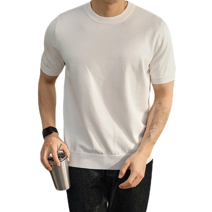 Suéter casual de manga corta para hombre talla grande