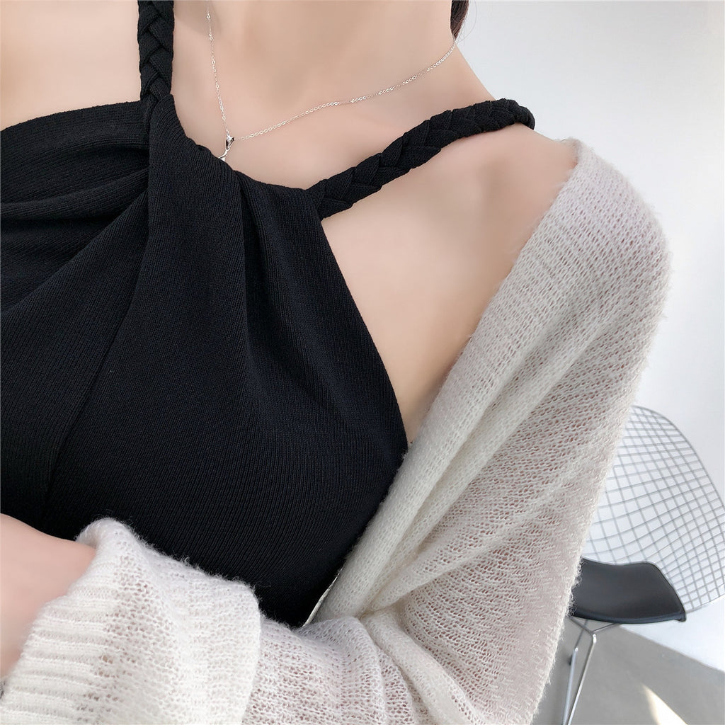 Camisola tejida con hombros descubiertos