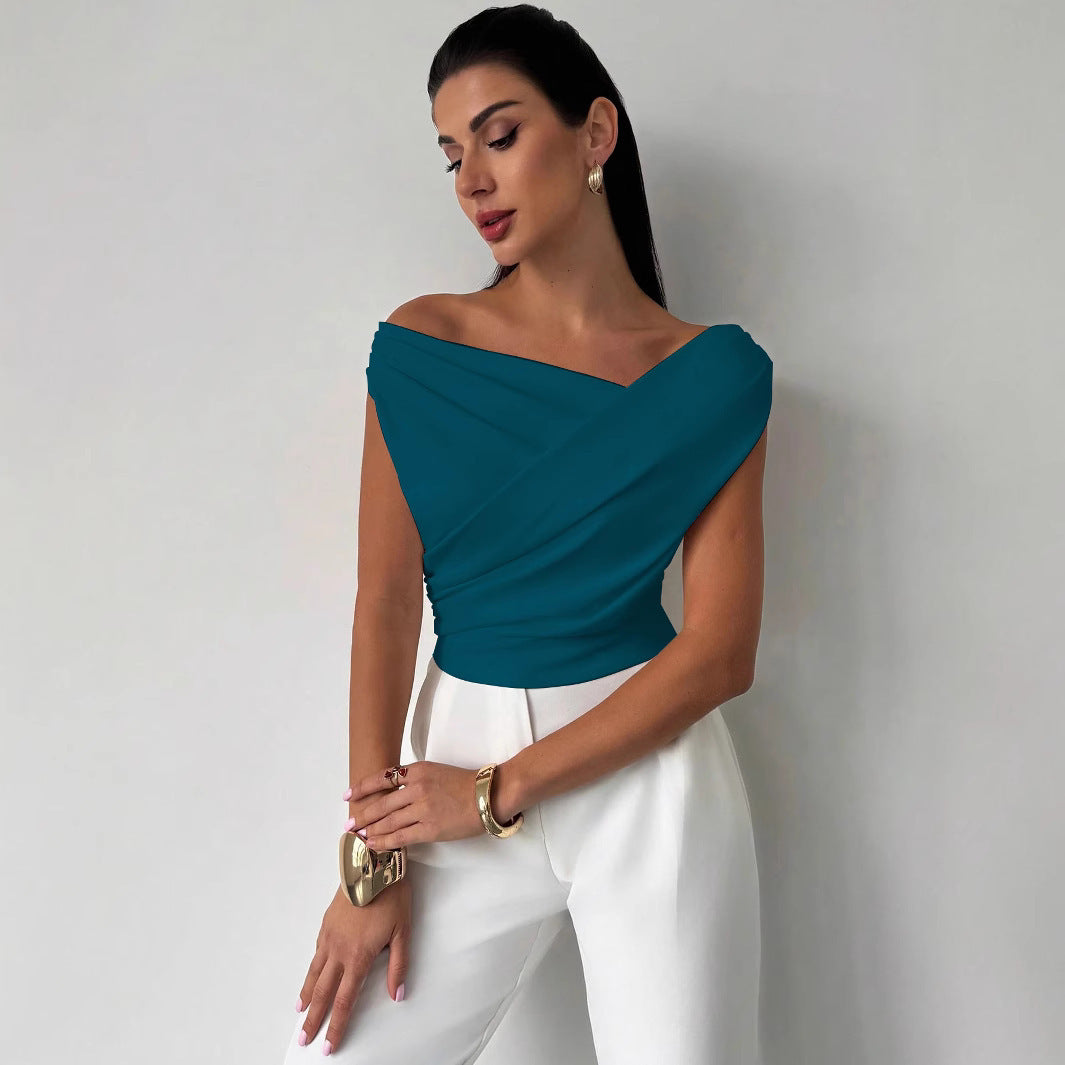 Camiseta sin mangas para mujer, de color sólido y estilo moderno con personalidad.