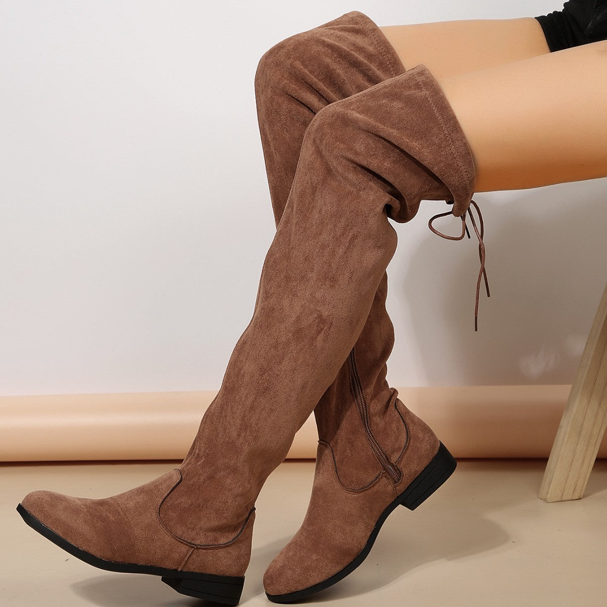 Botas de talla grande para mujer - Botas altas estilo Martin por encima de la rodilla