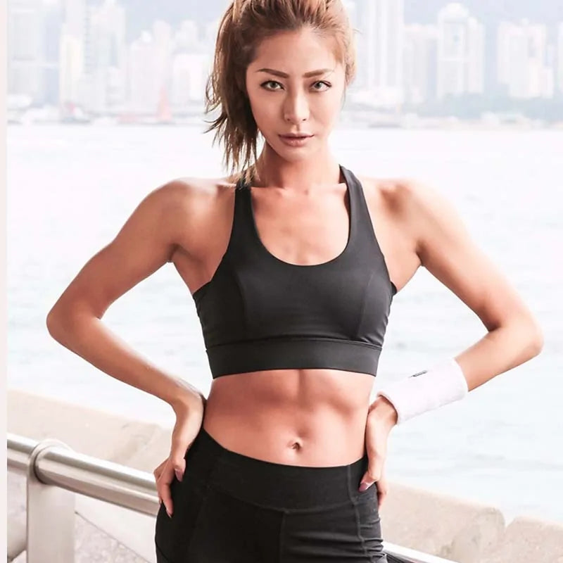 White Strap Push Up Sports Bra: Women's Gym Yoga Athletic Vest Underwear