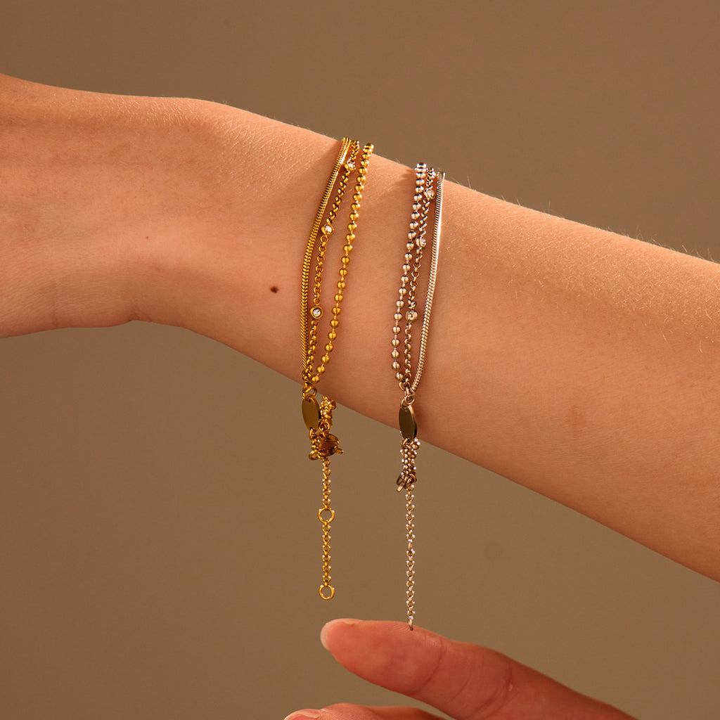 Pulsera Doble de Acero con Circonias