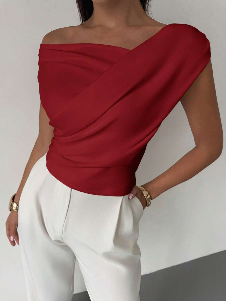 Camiseta sin mangas para mujer, de color sólido y estilo moderno con personalidad.