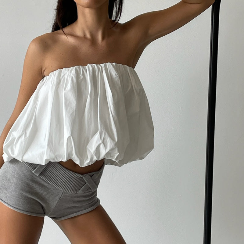 Top tubo reversible y falda a juego de color sólido