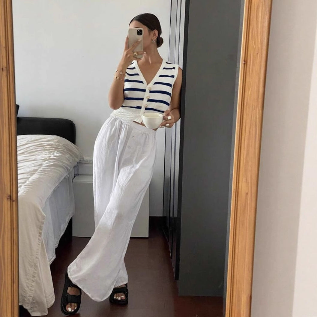 Chaleco Tejido de Rayas para Mujer – Estilo Primavera y Verano