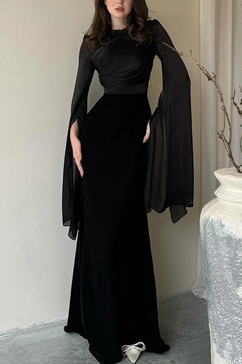 Vestido ajustado de cuello redondo para mujer, estilo elegante