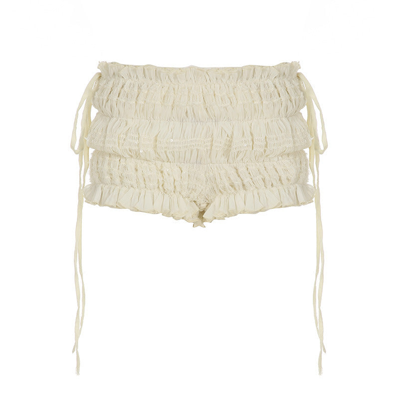 Shorts de talle irregular con cordones, pantalones cortos para chicas atrevidas y sexys.