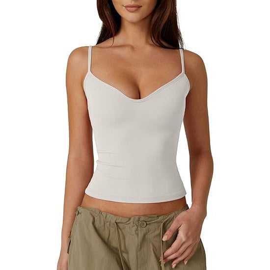 Top corto de tirantes estilo camisola para mujer – tela tipo seda leche