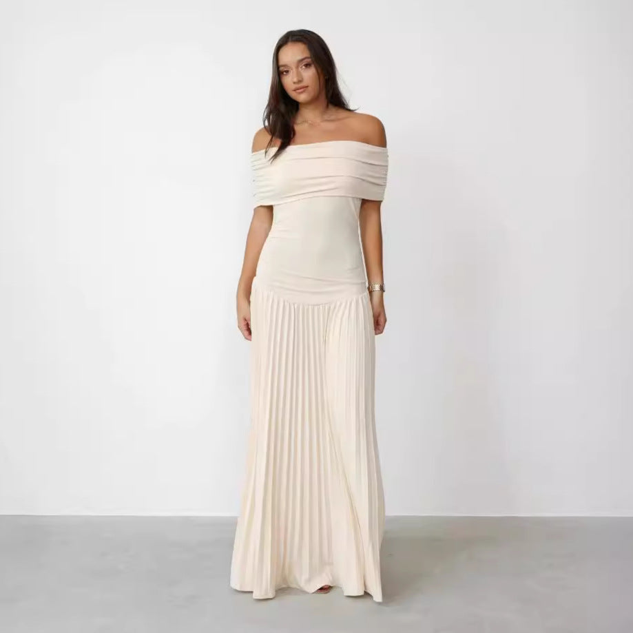 Vestido Versátil con Pliegues y Escote caído