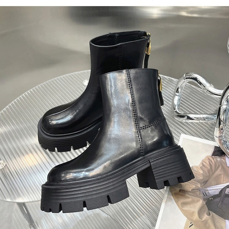 Botines Cortos de Moda para Niños, Estilo Coreano, Tacón Grueso y Suela Gruesa para Otoño e Invierno