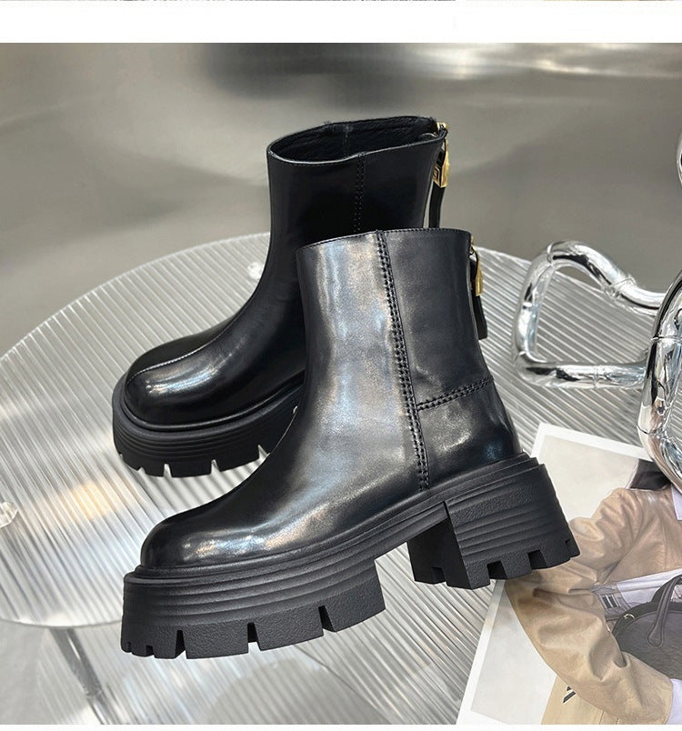 Botines Cortos de Moda para Niños, Estilo Coreano, Tacón Grueso y Suela Gruesa para Otoño e Invierno