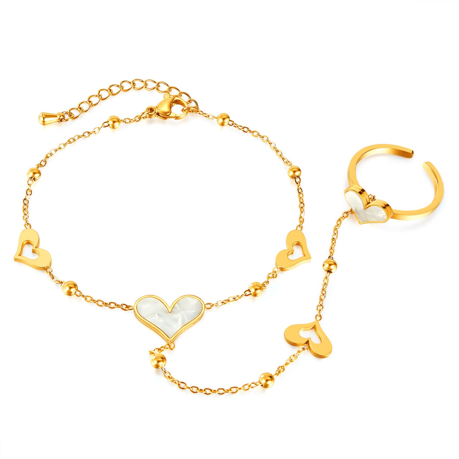 Pulsera Brazalete de Acero Inoxidable con Diseño de Corazón