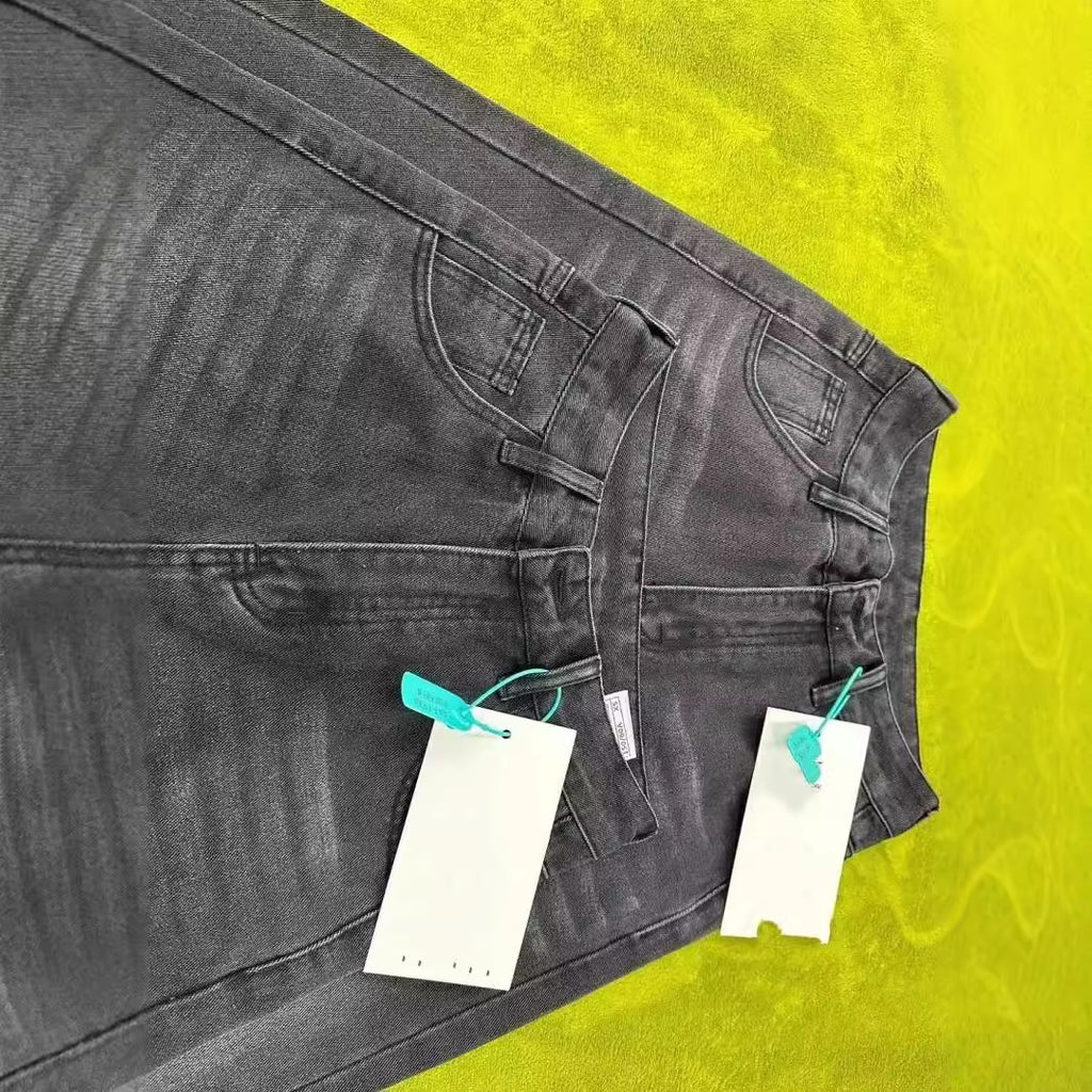Pantalones Vaqueros Lavados de Talla Plus, Cintura Alta, Corte Suelto, Pierna Recta y Ancha