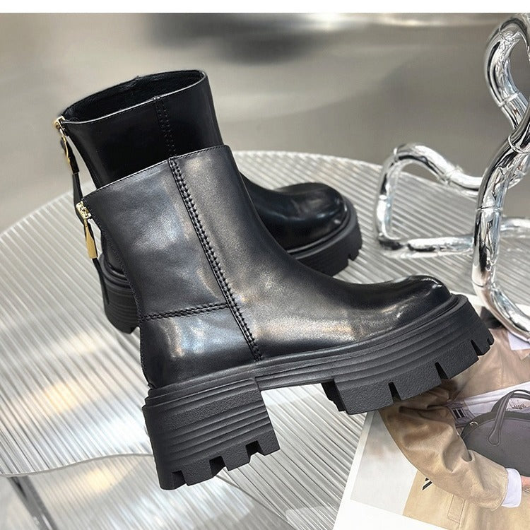 Botines Cortos de Moda para Niños, Estilo Coreano, Tacón Grueso y Suela Gruesa para Otoño e Invierno