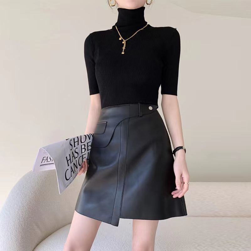Falda de Piel Sintética de Alta Moda – Cintura Alta con Cierre y Corte Slim